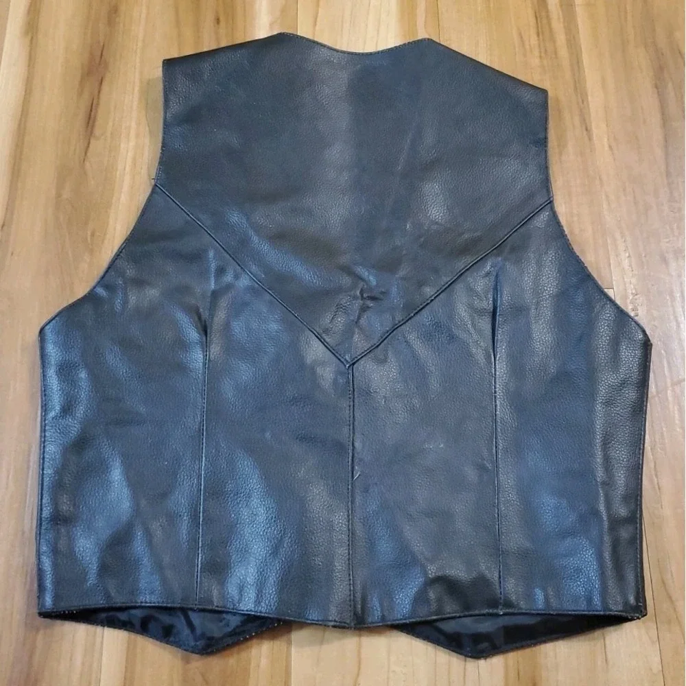 Tennessee Leather Biker Vest Black Size Medium Motorcycle